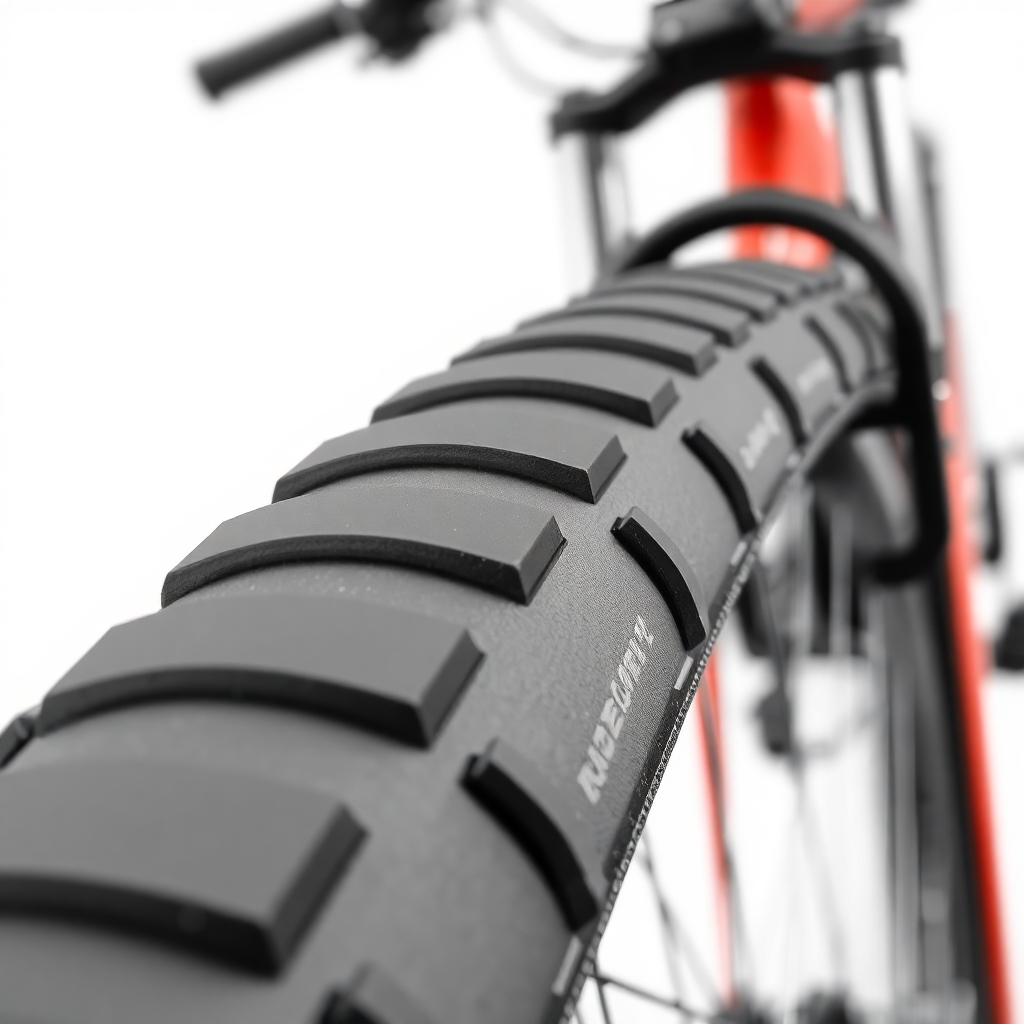 A close-up photorealistic image of a finished bike field guard made from high-quality rubber.  The image emphasizes its durability and quality. The lighting should be clear and sharp, showcasing the material's texture. The color palette should be muted and professional.  The image resolution should be high quality.