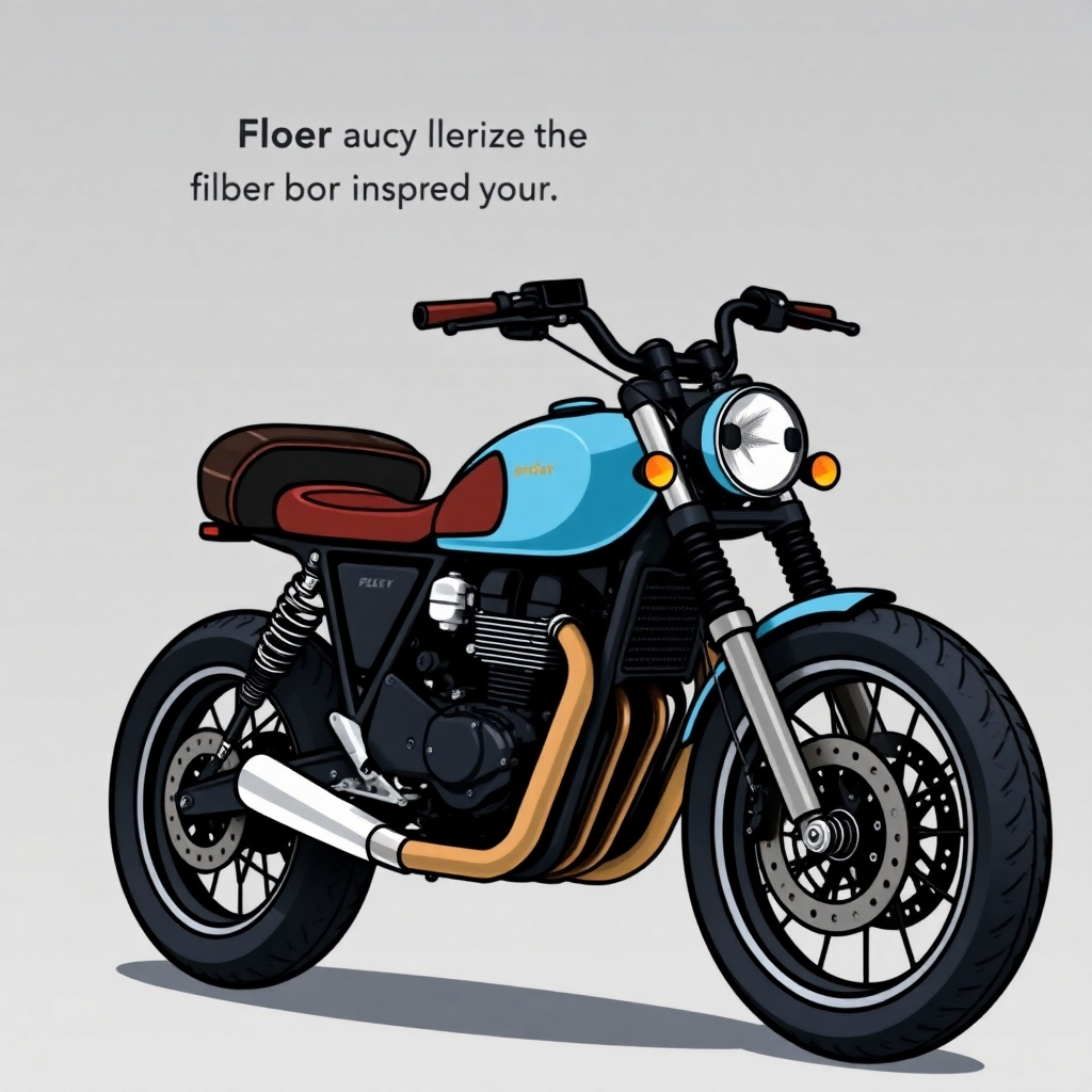 A stylized illustration of a custom bike with highlighted rubber and leather components, showing how Prasad Engineering Works contributes to a higher level of customization.  The background can be minimalist with a focus on the highlighted parts.  The color palette should be bold but balanced. The style should be clean and modern.  The image resolution should be high quality.